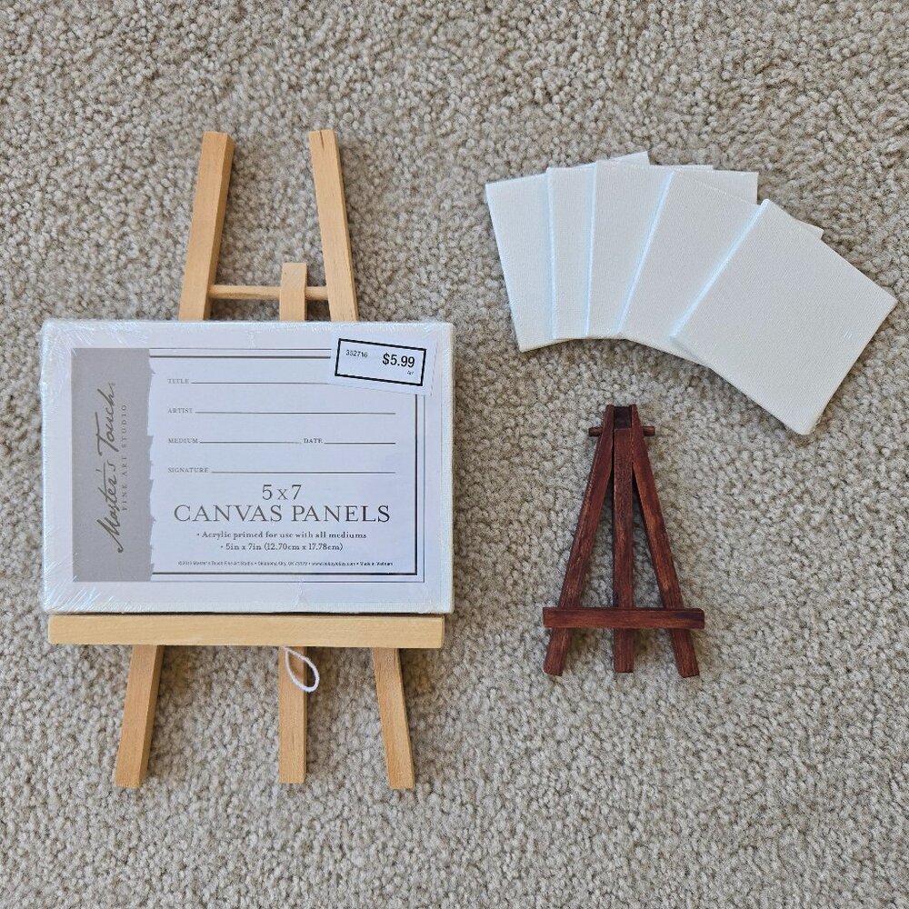 New Tiny Easels and Blank Canvases for Painting Crafts Dollhouse - Picture 1 of 1